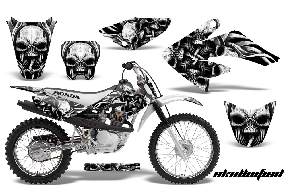 CRF 70-80-100 Graphics Kit Skullcified Silver White